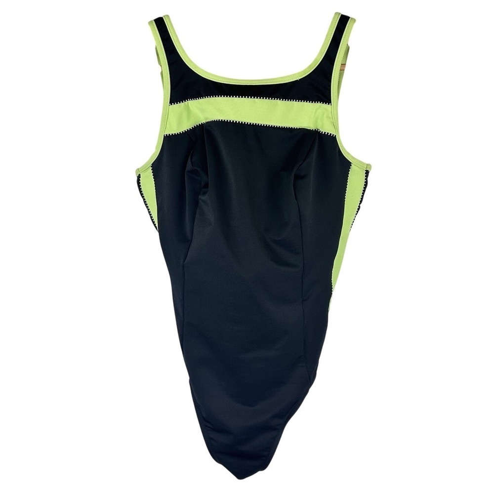 Miraclesuit Swimsuit One Piece High Neck Modest Underwire Green Black Womens 12D